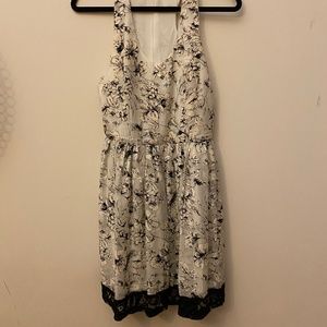 Black & White Floral Dress - stops right above knee